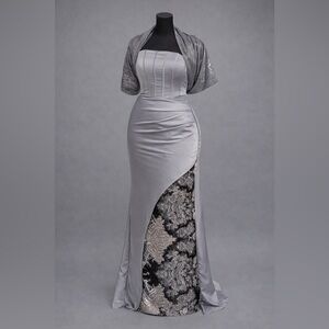 Elegant Silver Evening Gown